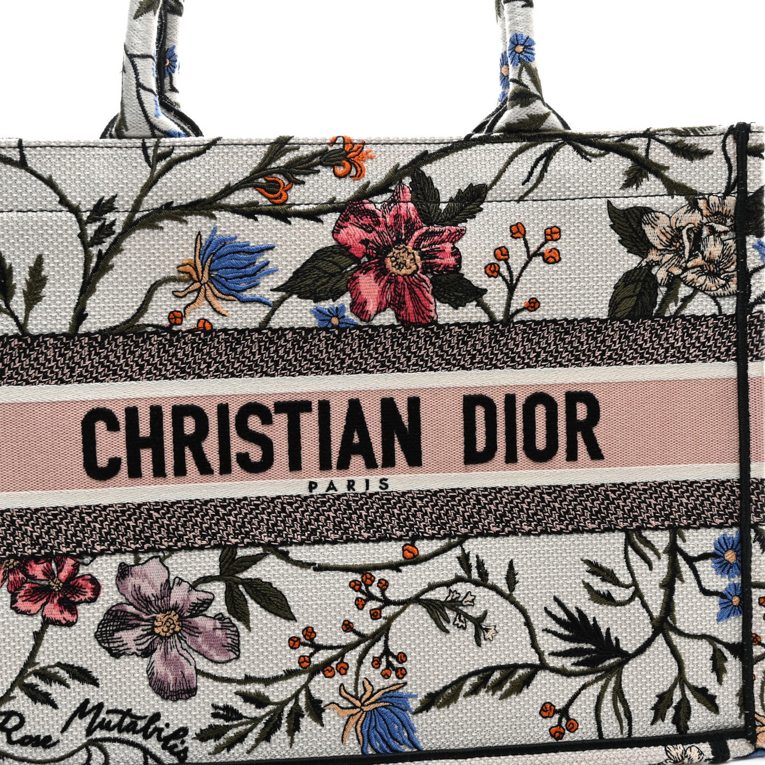 Christian Dior Canvas Embroidered Medium Rosa Mutabilis Book Tote Multicolor 7 of 10