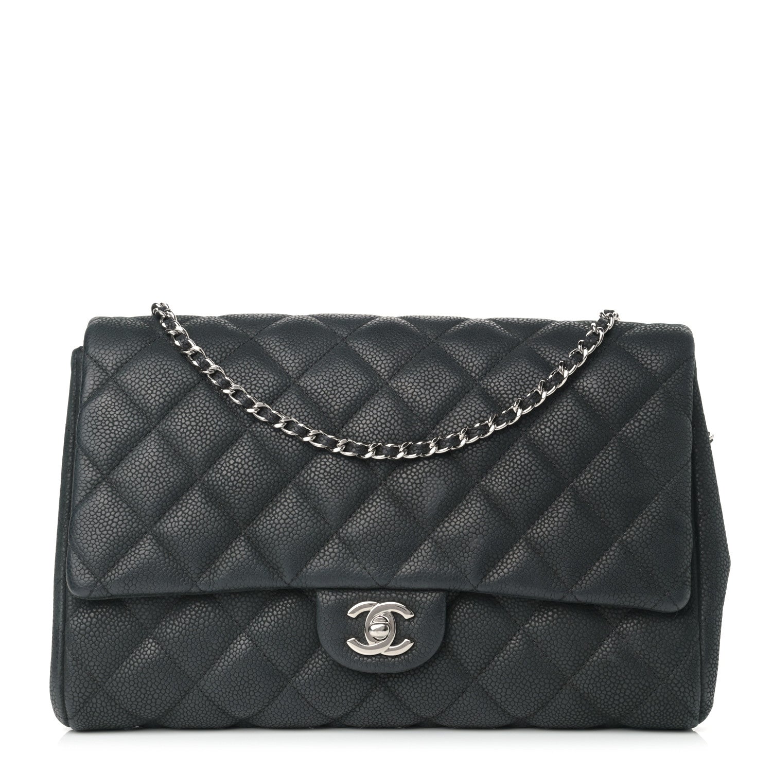 Chanel Iridescent Caviar Quilted Clutch With Chain Flap Black 1 of 8