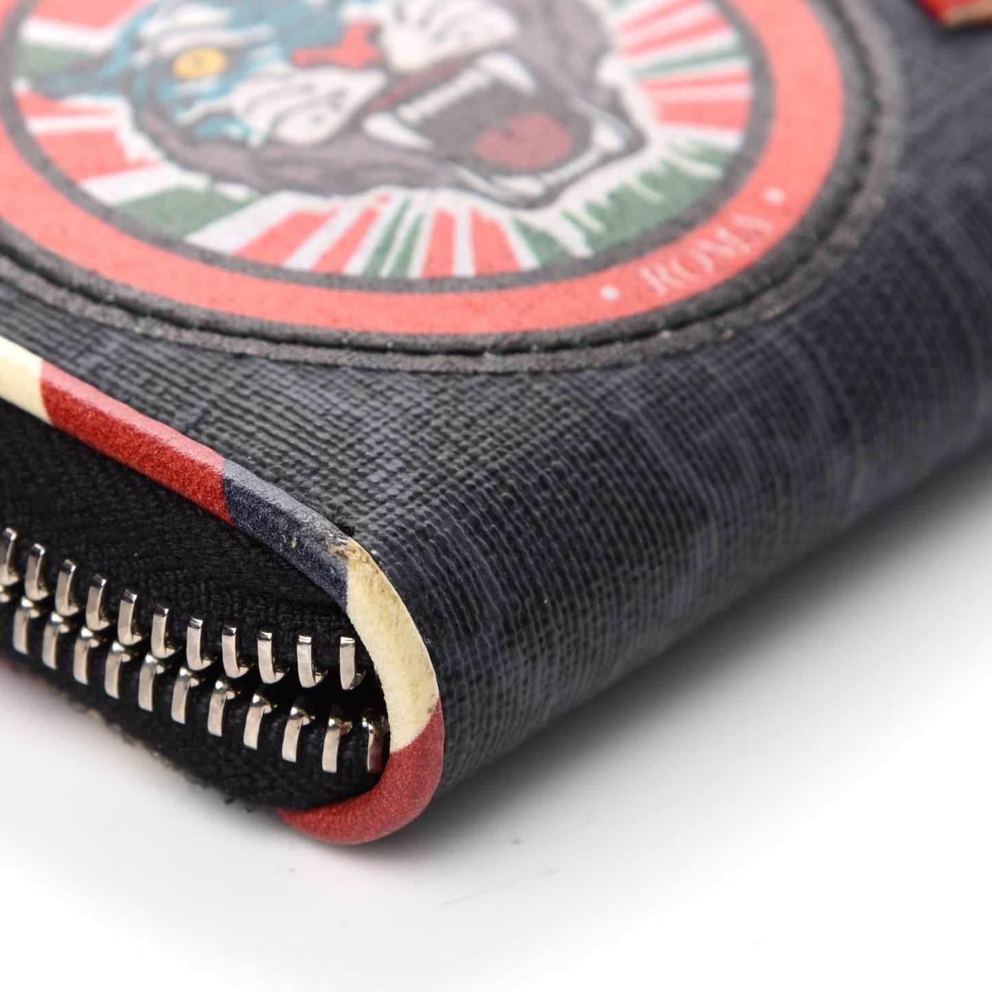 GG Supreme Monogram Night Courrier Embroidered Zip Around Card Case
