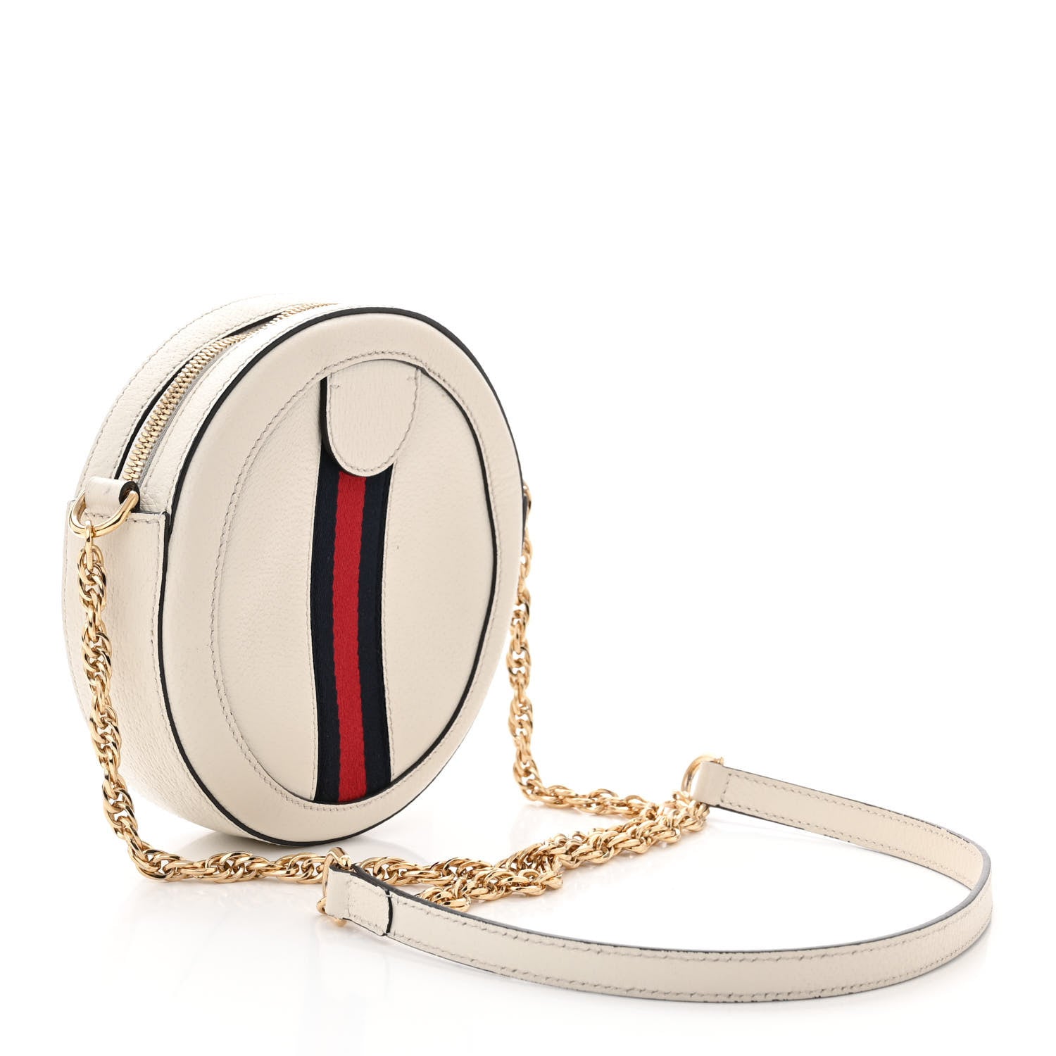 Gucci Textured Calfskin Web Mini Ophidia Round Shoulder Bag Mystic White 3 of 13