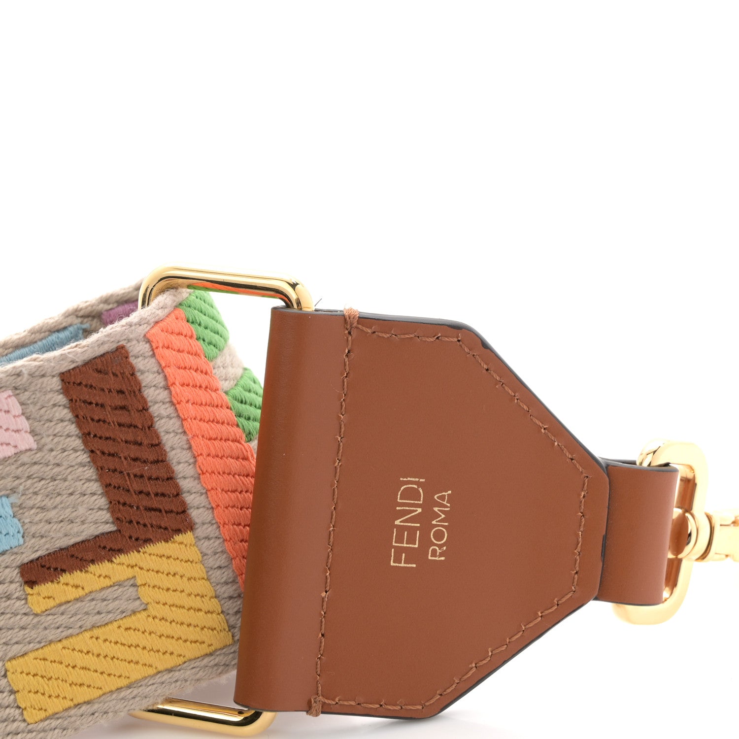Fendi Canvas Calfskin FF 1974 Adjustable Strap You Multicolor Cuoio 3 of 6