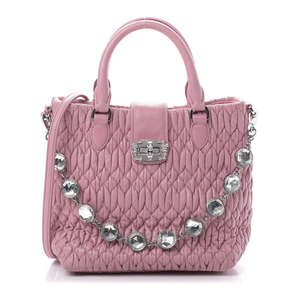 Miu Miu Nappa Matelasse Crystal Top Handle Rosa 1 of 14