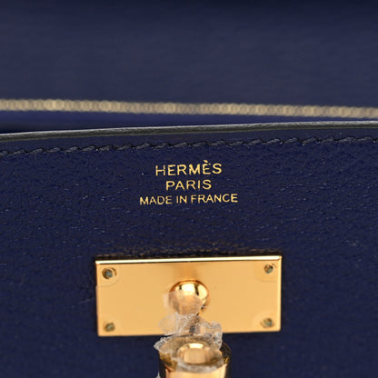 Hermes Chevre Mysore Kelly Longue Wallet Bleu Ecre 6 of 8