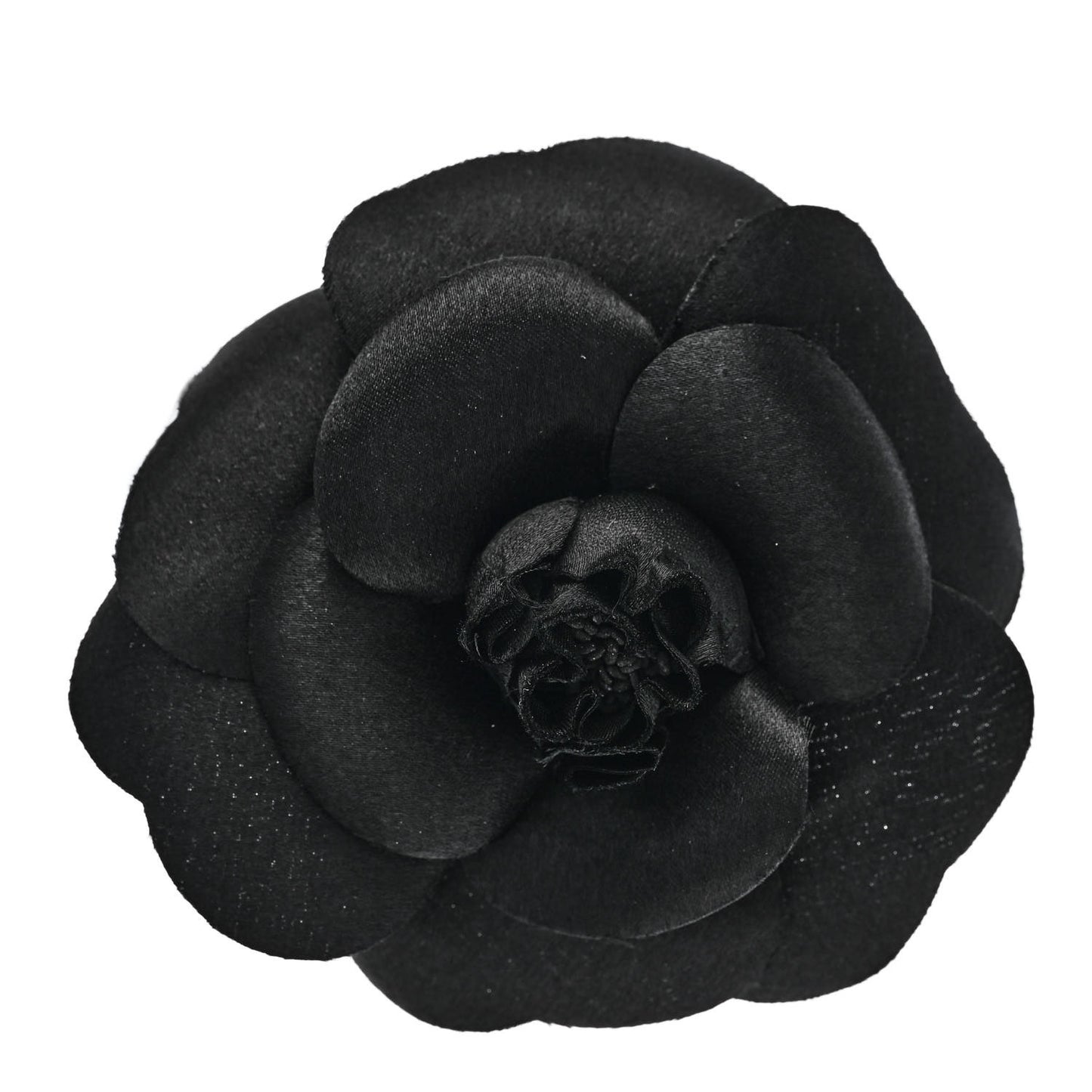 Fabric Camellia Brooch Black