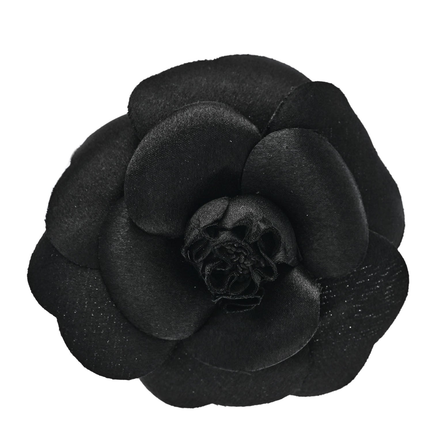 Chanel Fabric Camellia Brooch Black 1 of 4