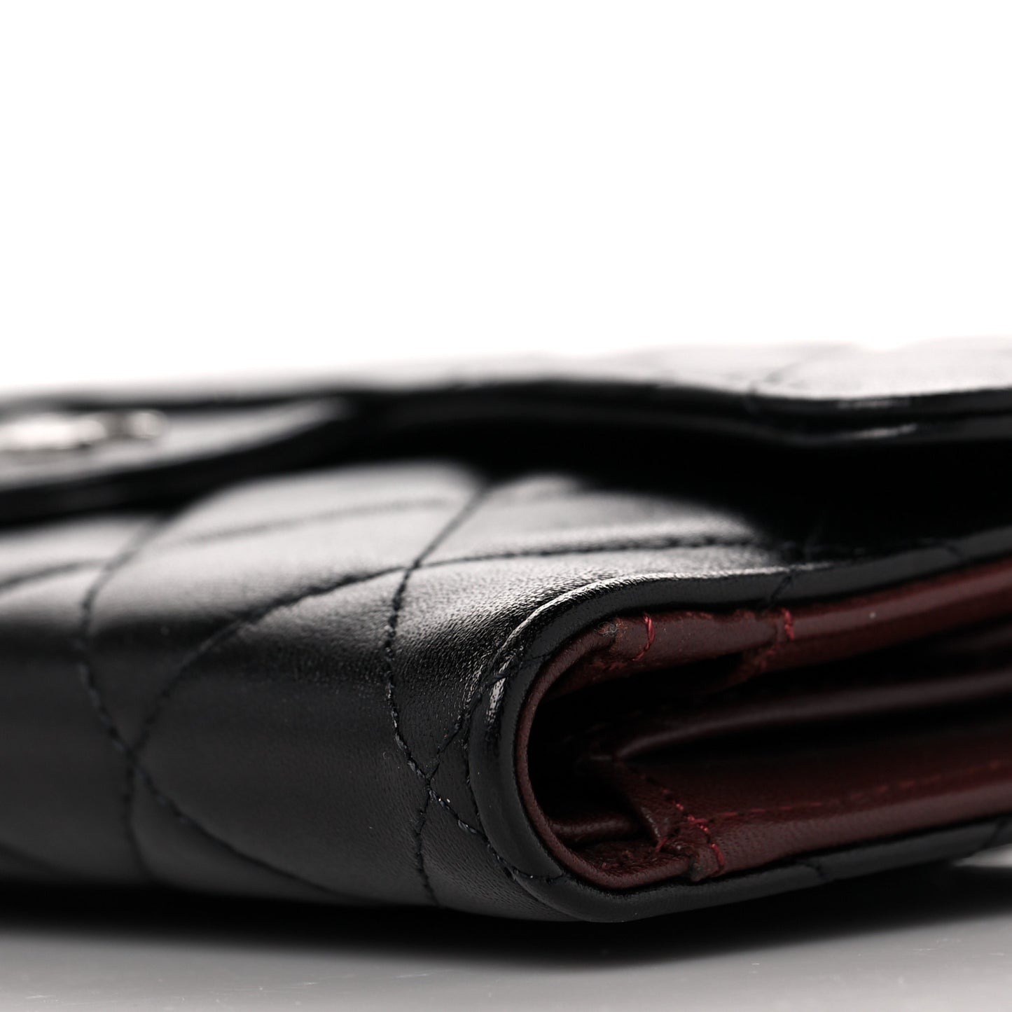Lambskin Quilted Large Flap Wallet Black
