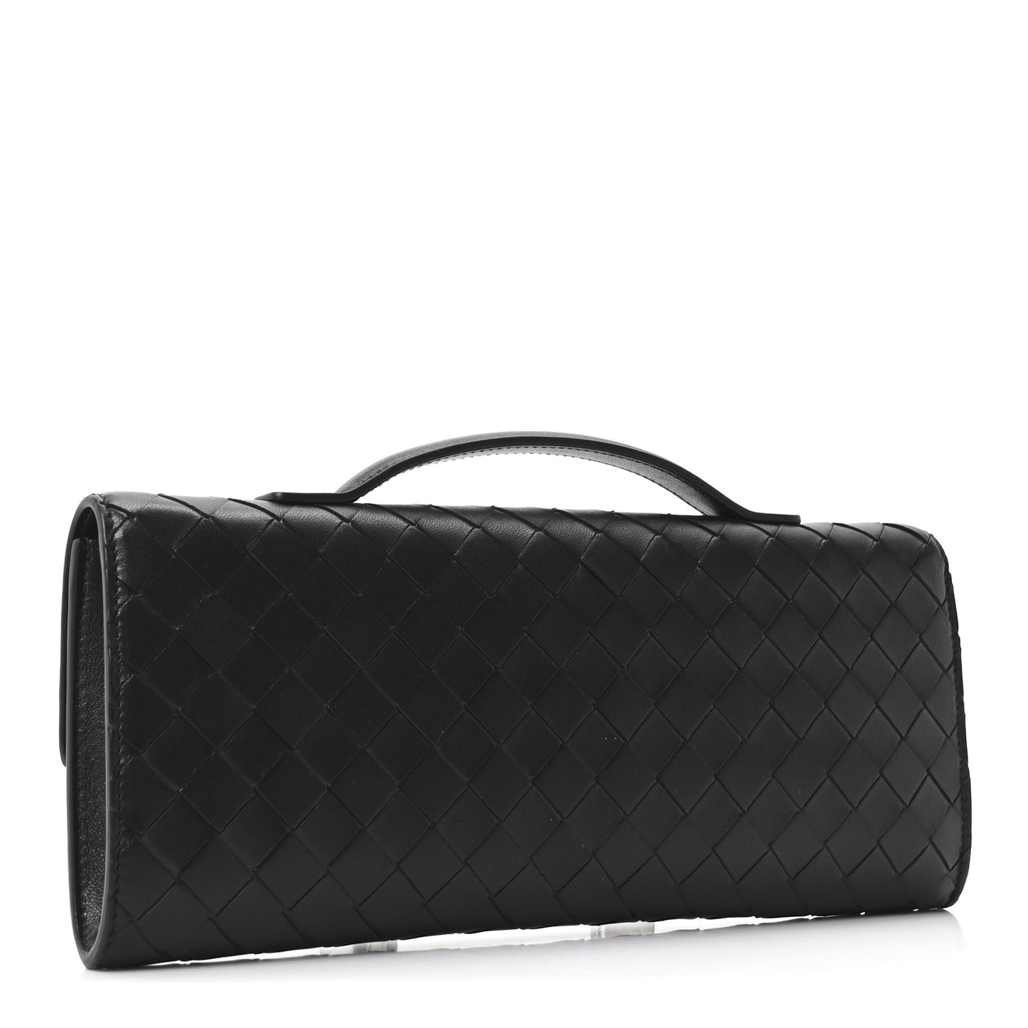 Nappa Intrecciato Long Andiamo Top Handle Clutch Black