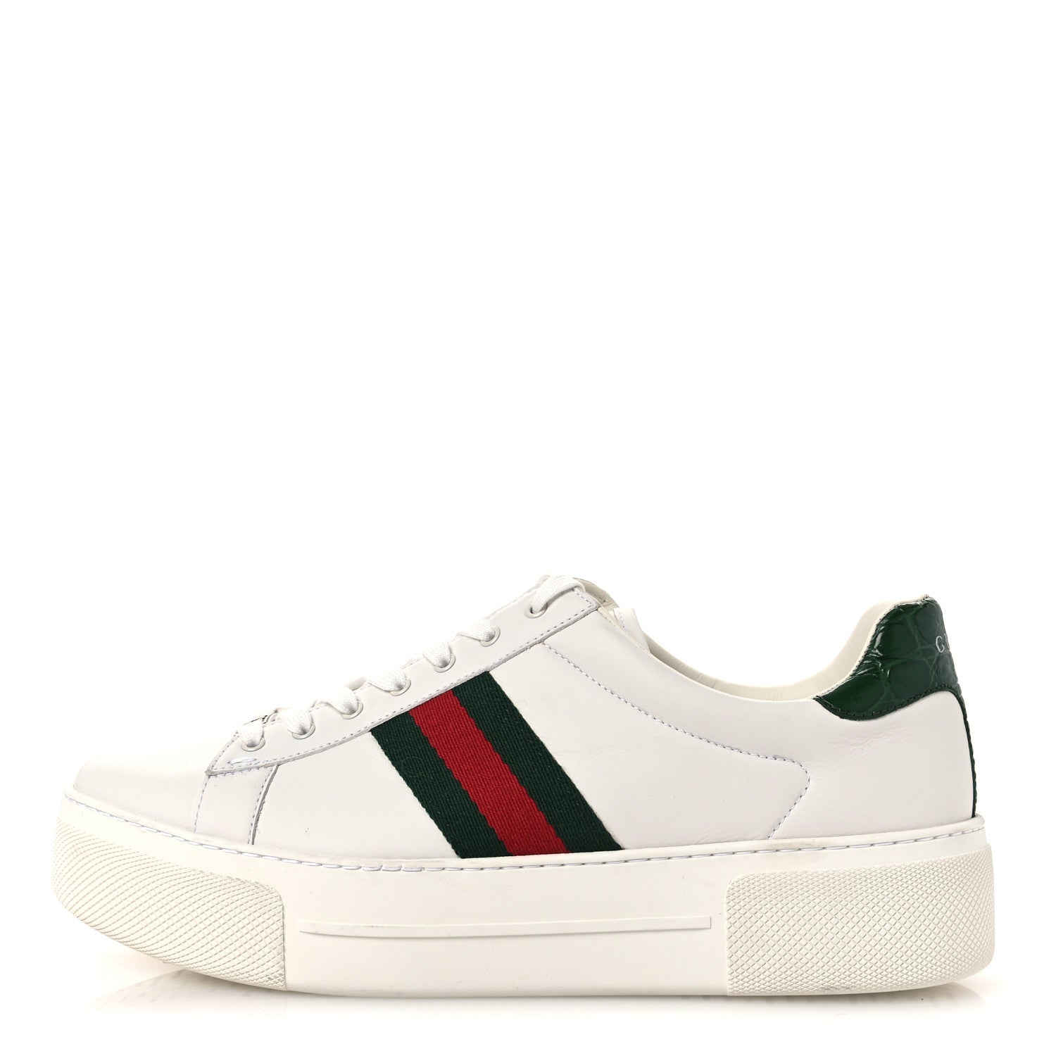 Gucci Ultralight Plume Calfskin Web Womens Ace Platform Sneakers 41 White 1 of 12