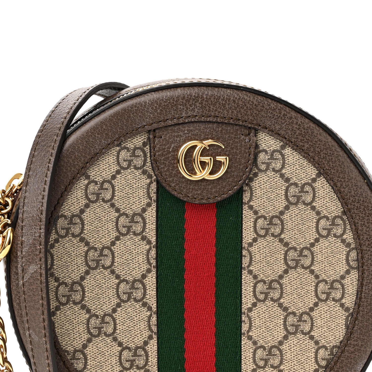 Gucci GG Supreme Monogram Web Mini Ophidia Round Shoulder Bag Brown 7 of 10
