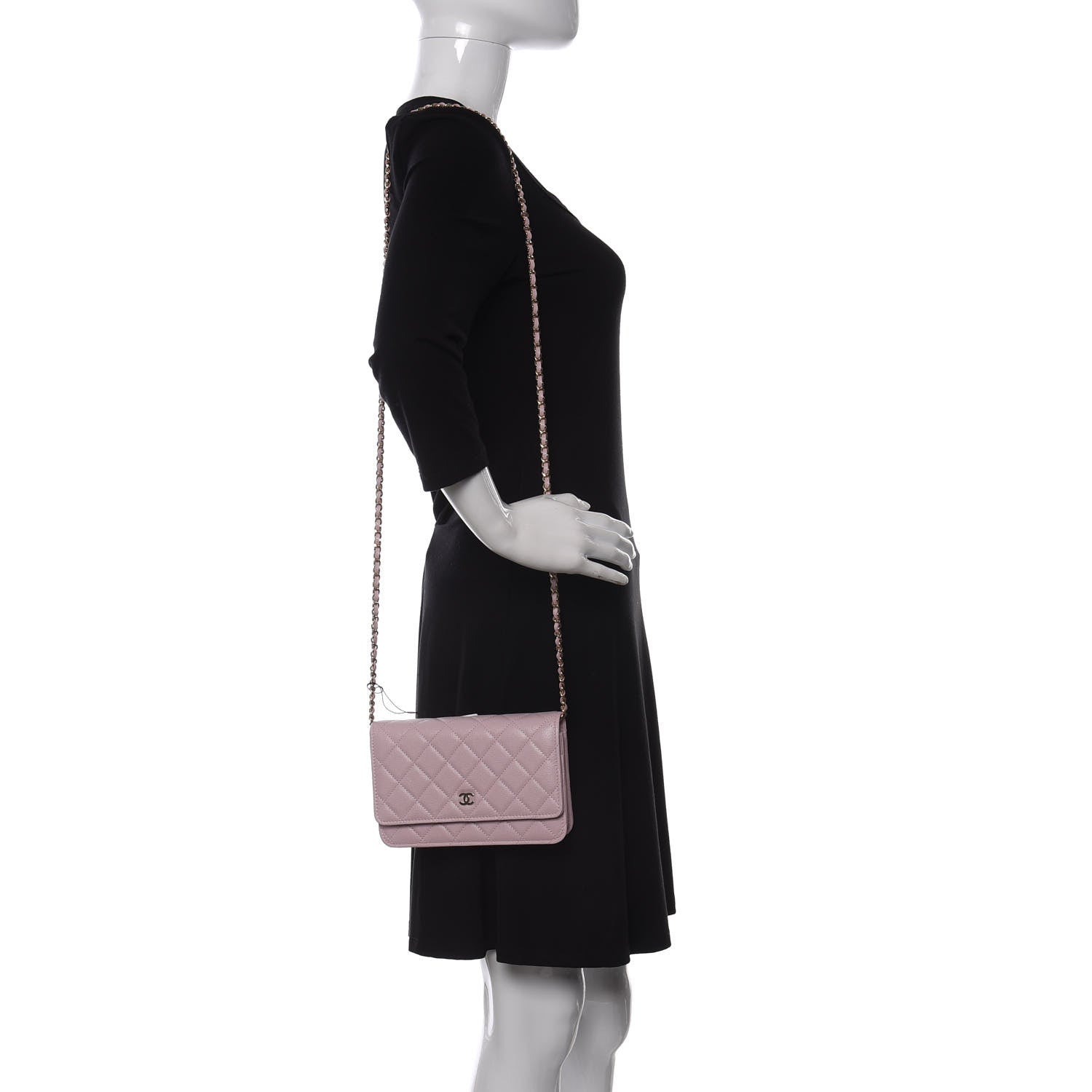 Chanel Caviar Quilted Wallet On Chain WOC Light Pink 2 of 12