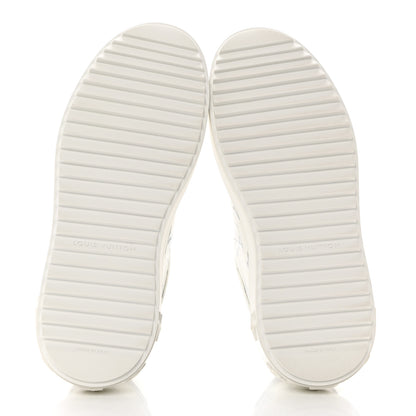 Louis Vuitton Calfskin Monogram Debossed Time Out Sneakers 35 White Silver 5 of 9