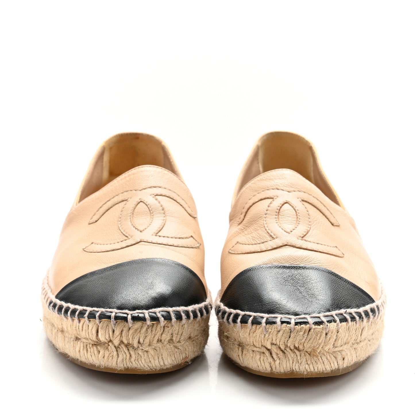 Lambskin CC Espadrilles 37 Beige Black