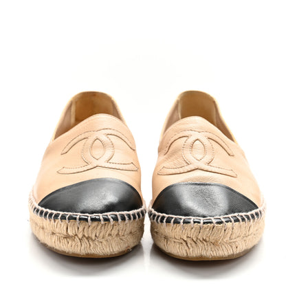 Chanel Lambskin CC Espadrilles 37 Beige Black 3 of 9