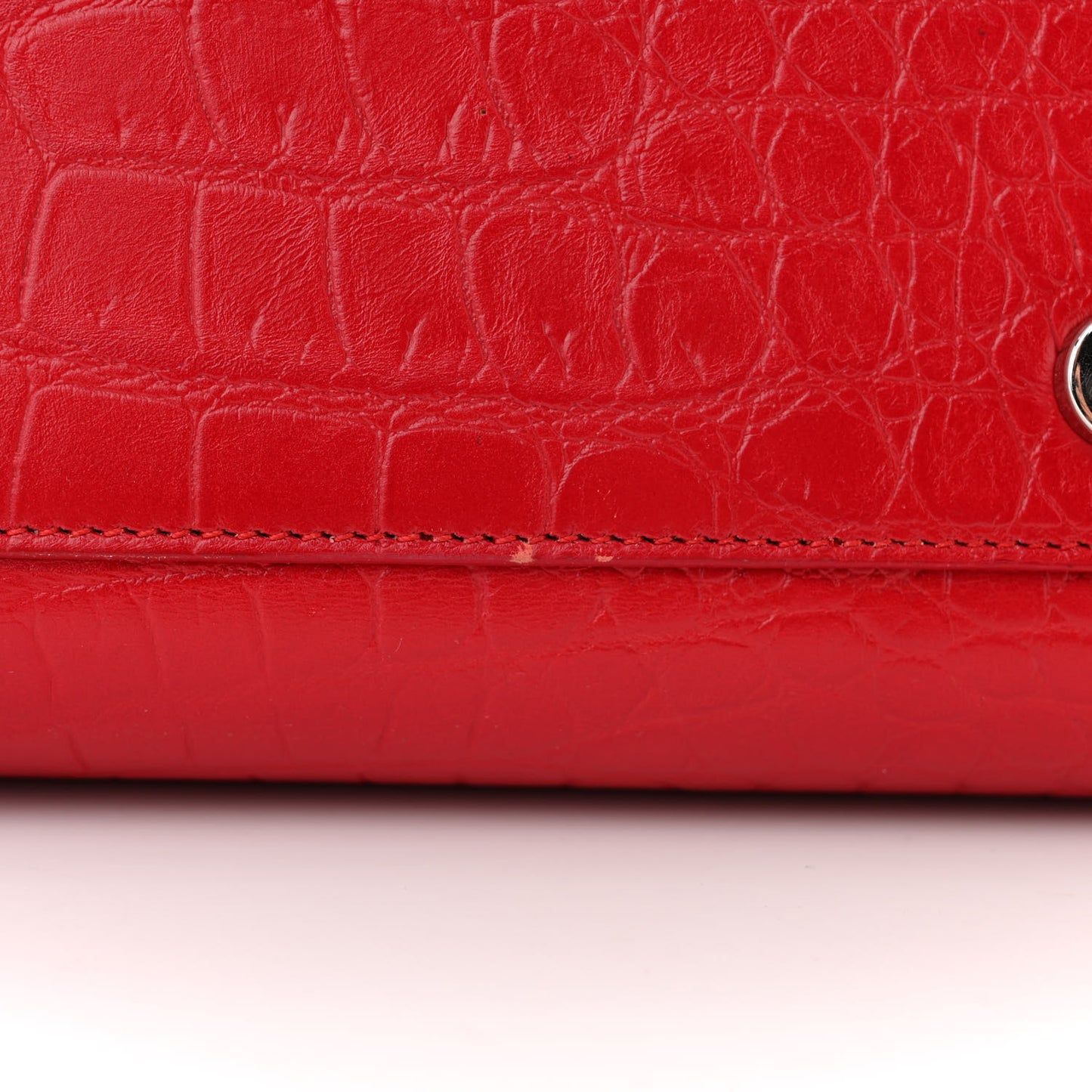 Calfskin Crocodile Embossed Small Sac de Jour Eros Red
