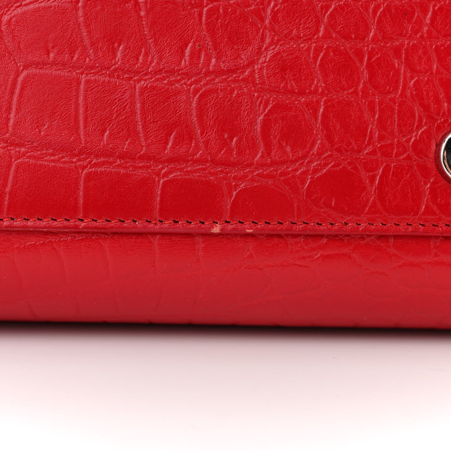 Saint Laurent Calfskin Crocodile Embossed Small Sac de Jour Eros Red 14 of 15