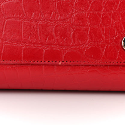 Saint Laurent Calfskin Crocodile Embossed Small Sac de Jour Eros Red 14 of 15