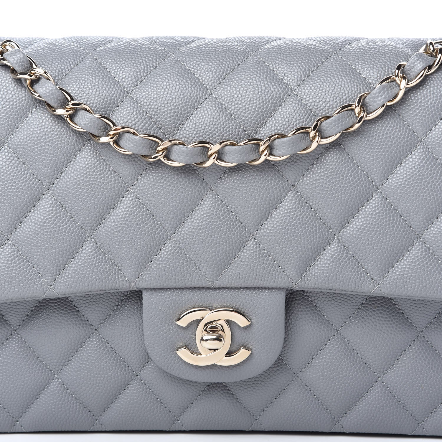 Chanel Caviar Quilted Medium Double Flap Grey 10 of 12