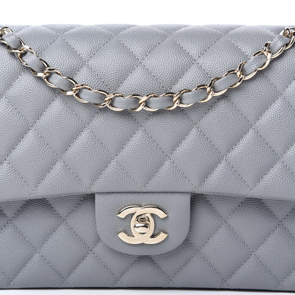 Chanel Caviar Quilted Medium Double Flap Grey 10 of 12