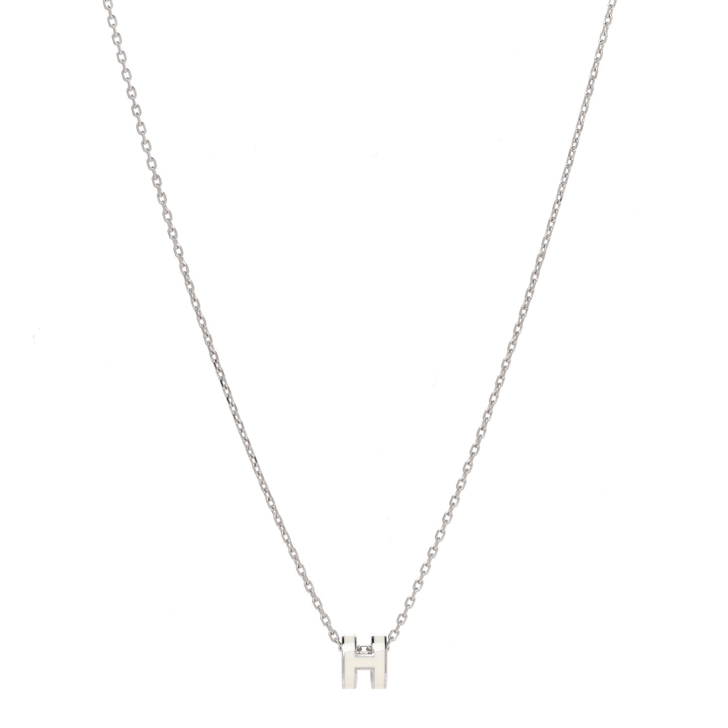 Lacquered Palladium Mini Pop H Pendant Necklace White