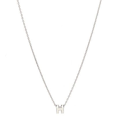 Hermes Lacquered Palladium Mini Pop H Pendant Necklace White 1 of 7