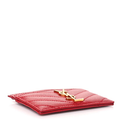 Saint Laurent Grain De Poudre Matelasse Chevron Monogram Credit Card Case 4 of 8