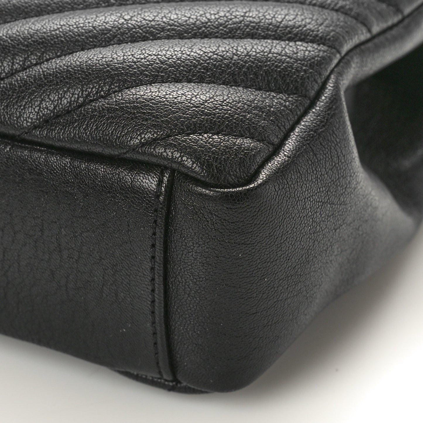 Sheepskin Matelasse Chevron Monogram Medium College Bag Black