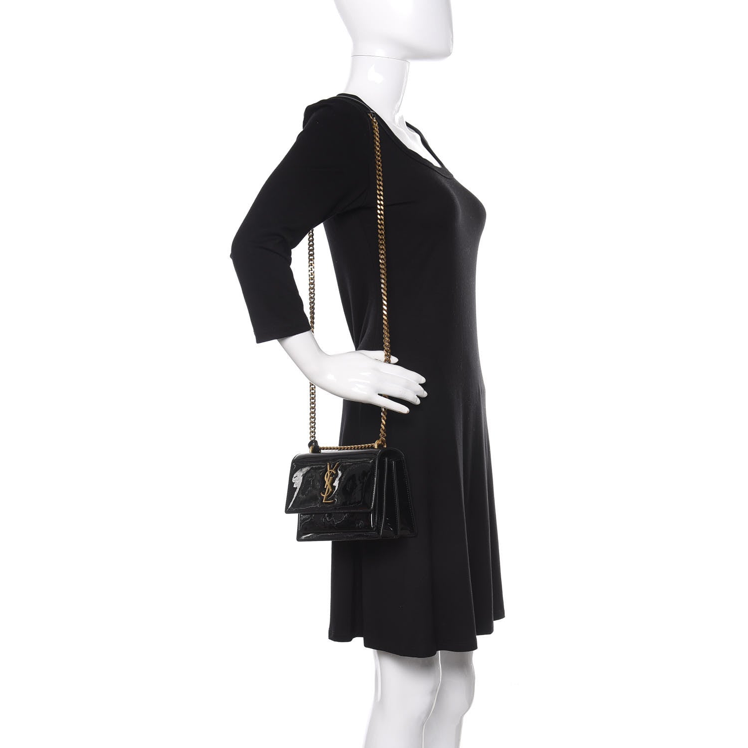 Saint Laurent Patent Small Monogram Sunset Black 2 of 11