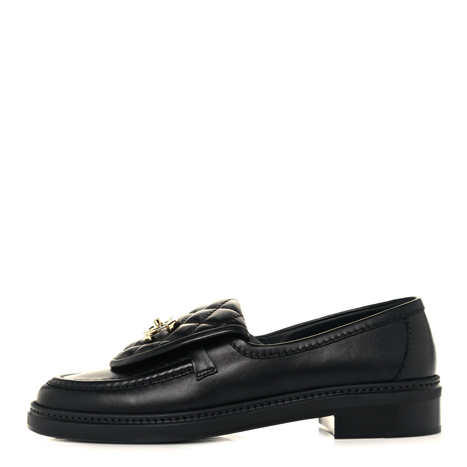 Chanel Lambskin Quilted CC Turnlock Loafers 36.5 Black 1 of 8