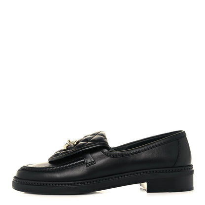 Chanel Lambskin Quilted CC Turnlock Loafers 36.5 Black 1 of 8