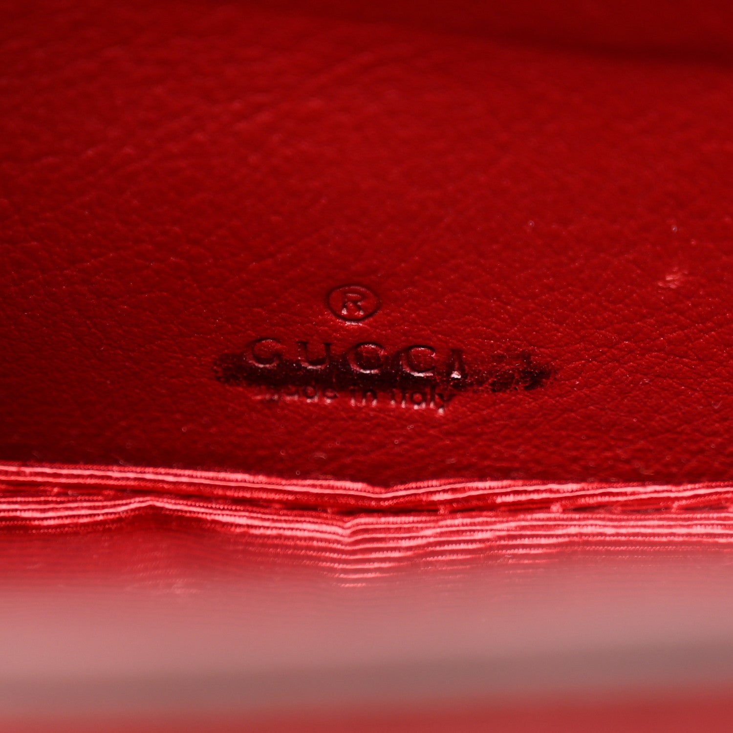 Gucci Moire Fabric Calfskin Rhinestone Monogram Monochrome Lizard Embossed Mini Bamboo 1947 Top Handle Chain Bag Red 6 of 10