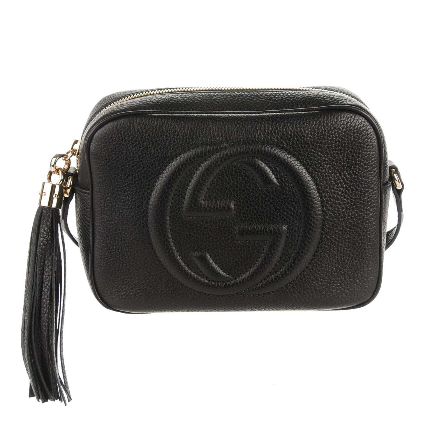 Pebbled Calfskin Small Soho Disco Bag Black