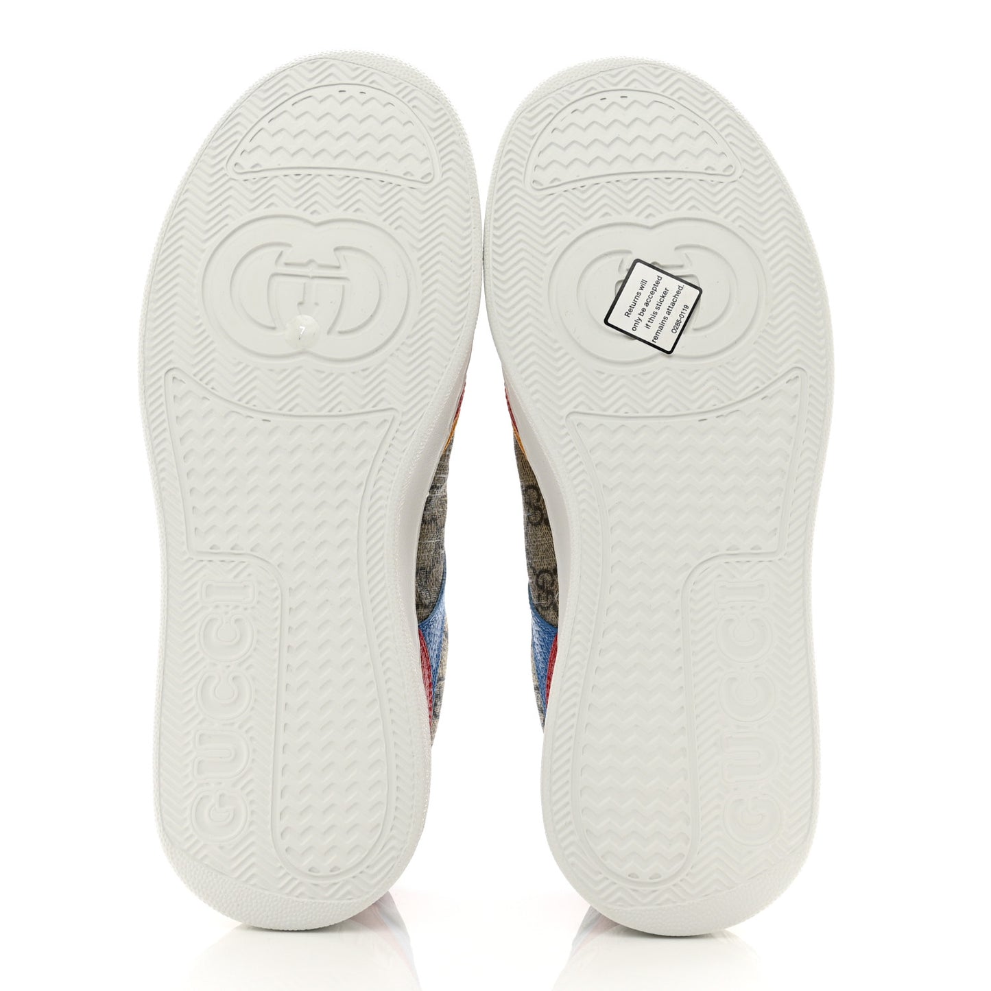 GG Supreme Monogram Textured Dollar Calfskin Mens Chunky Sneakers 7 Beige Ebony Blue Lobster Red Crop