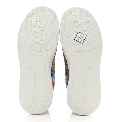 Gucci GG Supreme Monogram Textured Dollar Calfskin Mens Chunky Sneakers 7 Beige Ebony Blue Lobster Red Crop 5 of 8