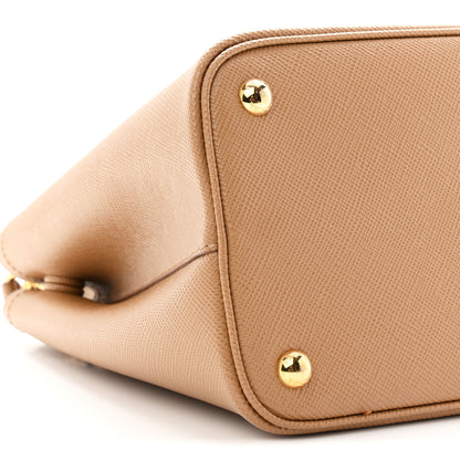 Prada Saffiano Cuir Small Double Bag Caramel 8 of 9