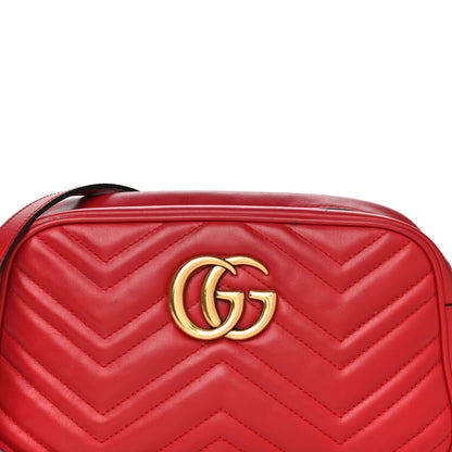 Gucci Calfskin Matelasse Small GG Marmont Chain Shoulder Bag Hibiscus Red 9 of 38
