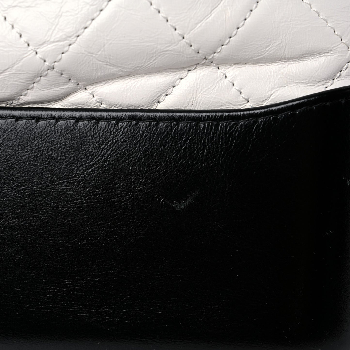 Aged Calfskin Quilted Maxi Gabrielle Hobo White Black