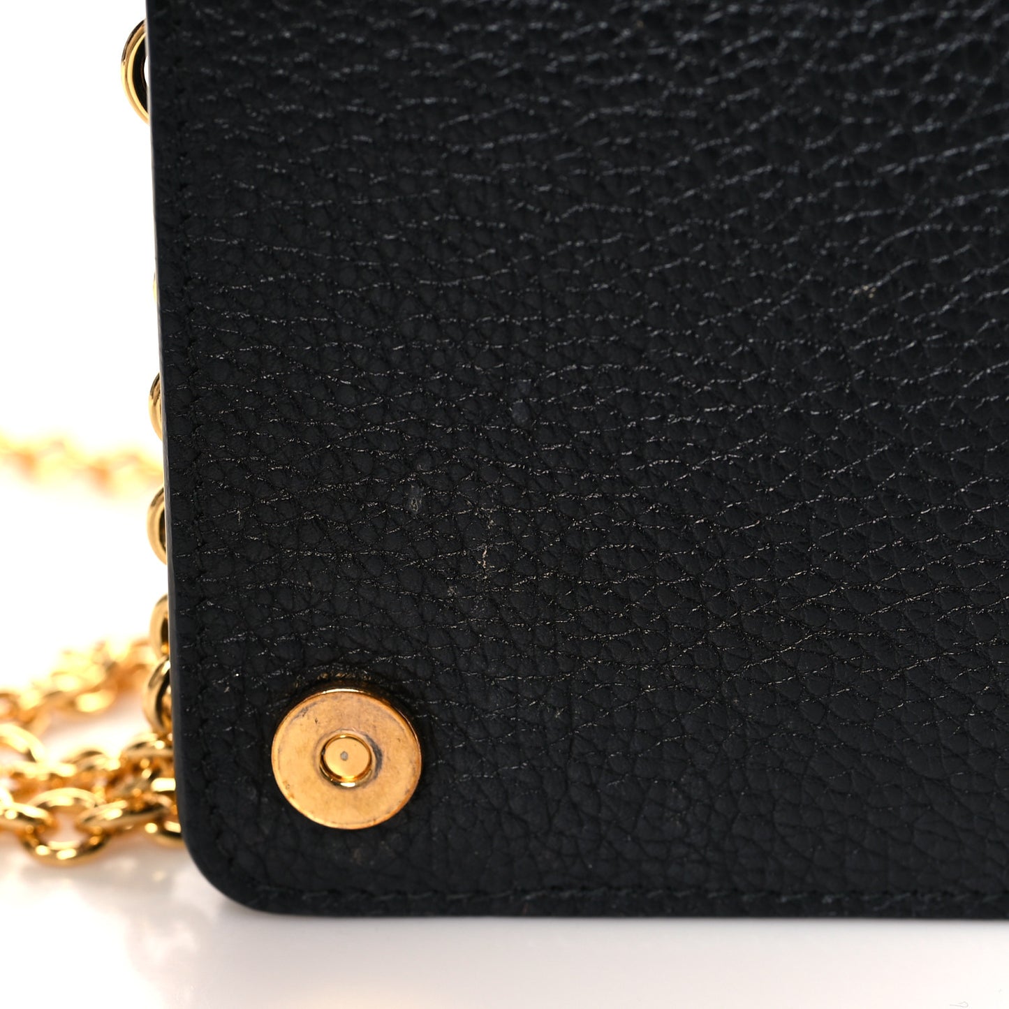 Vitello Daino Metal Chain Wallet Black