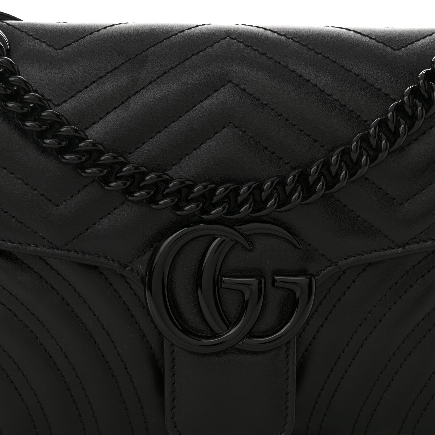 Calfskin Matelasse Monochrome Small GG Marmont Shoulder Bag Black