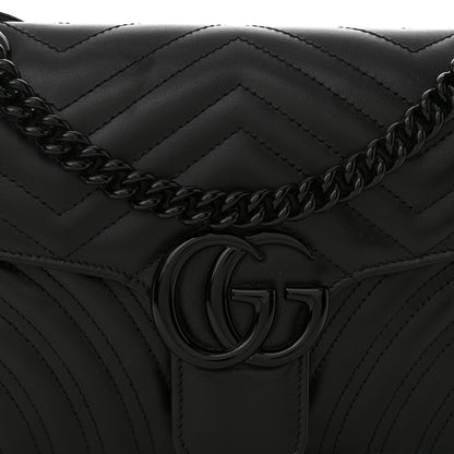 Gucci Calfskin Matelasse Monochrome Small GG Marmont Shoulder Bag Black 8 of 10