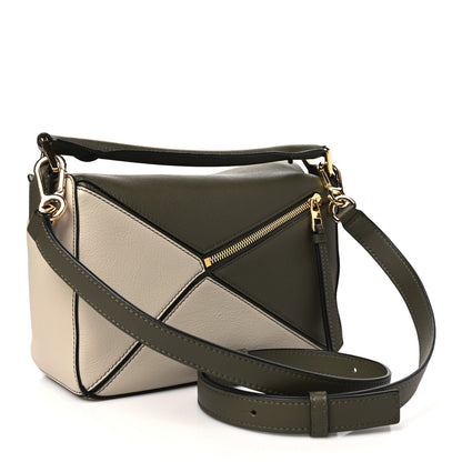 Loewe Grained Calfskin Small Puzzle Bag Autumn Green Light Oat 3 of 9