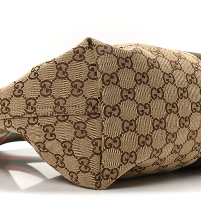 Gucci GG Monogram Web Large Giglio Tote Beige Brown 9 of 10