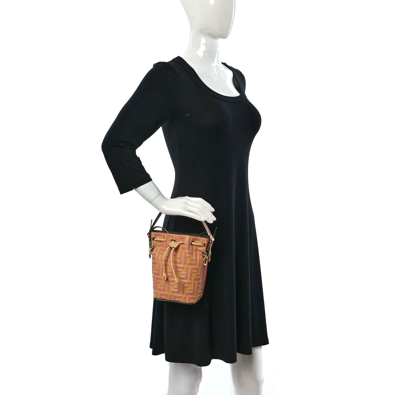 Fendi Vitello Liberty F is Fendi Bi-Color FF 1974 Embossed Mini Mon Tresor Bucket Bag Savana Lollypop 2 of 13