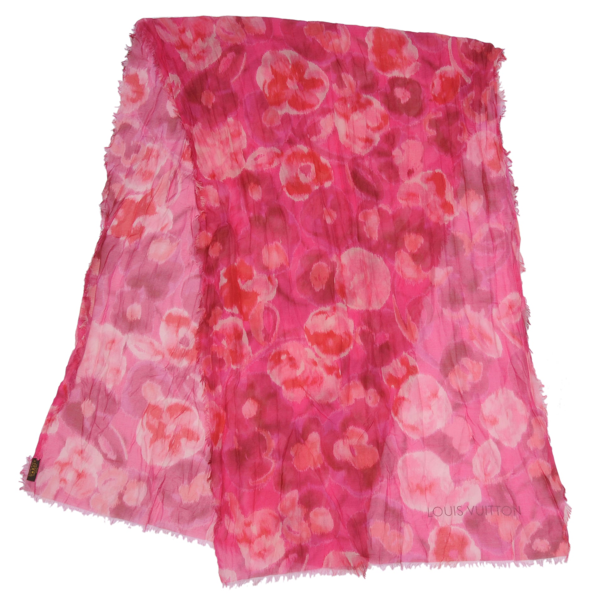 Louis Vuitton Cotton Silk Ikat Pareo Scarf Rose Indien 3 of 6