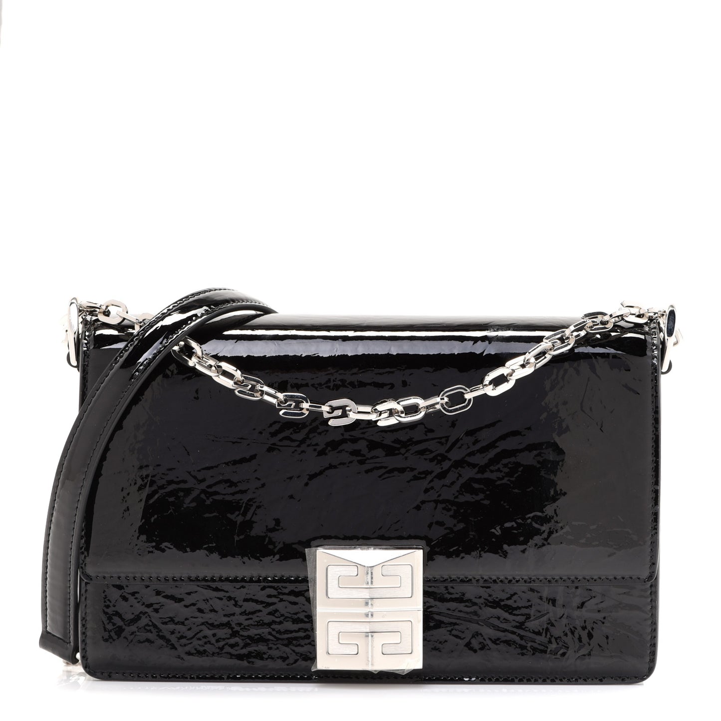 Patent Textured Goatskin Small 4G Crossbody Black