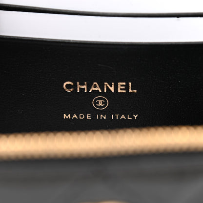 Chanel Patent Enamel Quilted Small Coco Hearts Vanity Case With Chain Black 6 of 11