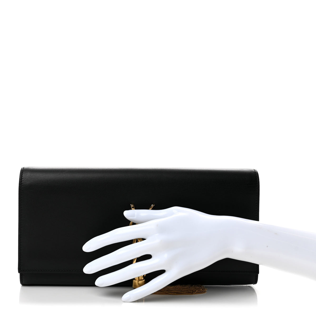 Saint Laurent Calfskin Classic Monogram Tassel Clutch Black 2 of 14