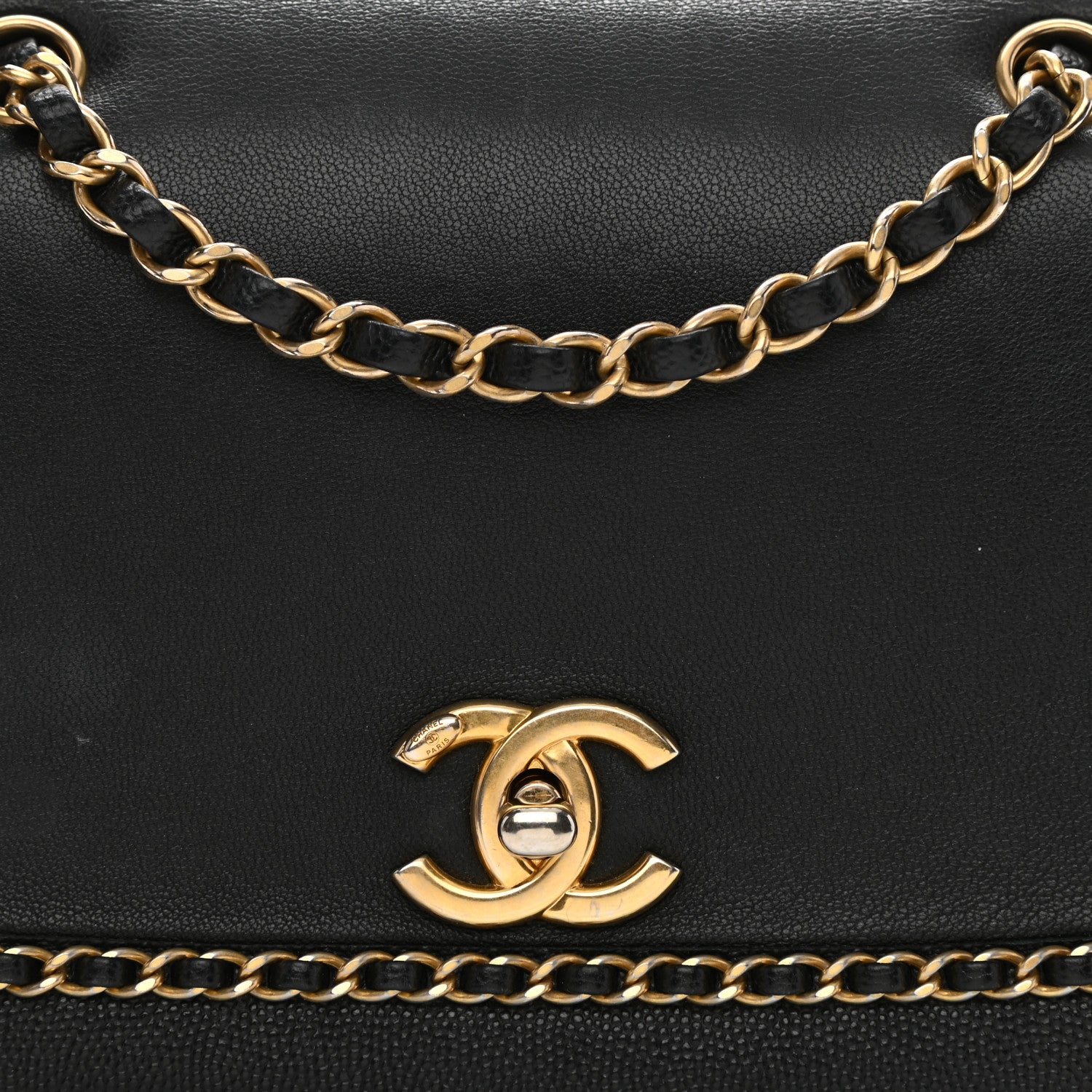 Chanel Lambskin Caviar Lovely Chains Flap Shoulder Bag Black 8 of 10
