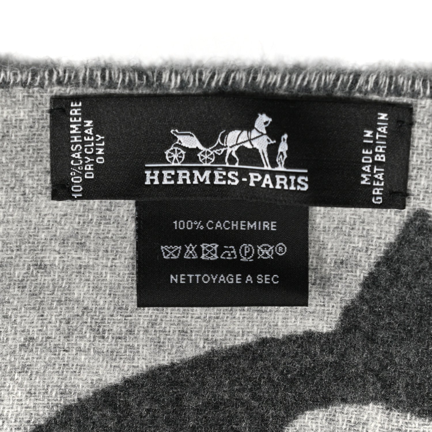 Hermes Cashmere Boucles et Camails Muffler Anthracite Gris Clair 3 of 3