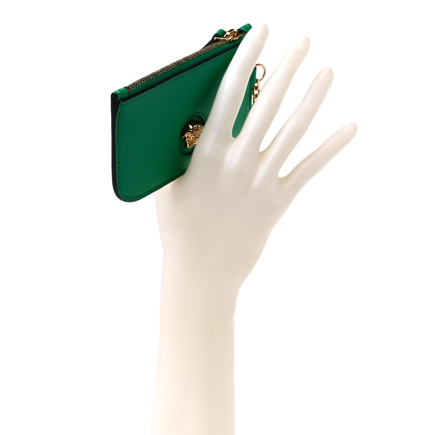 Versace Grained Calfskin Medusa Key Pouch Green 3 of 7