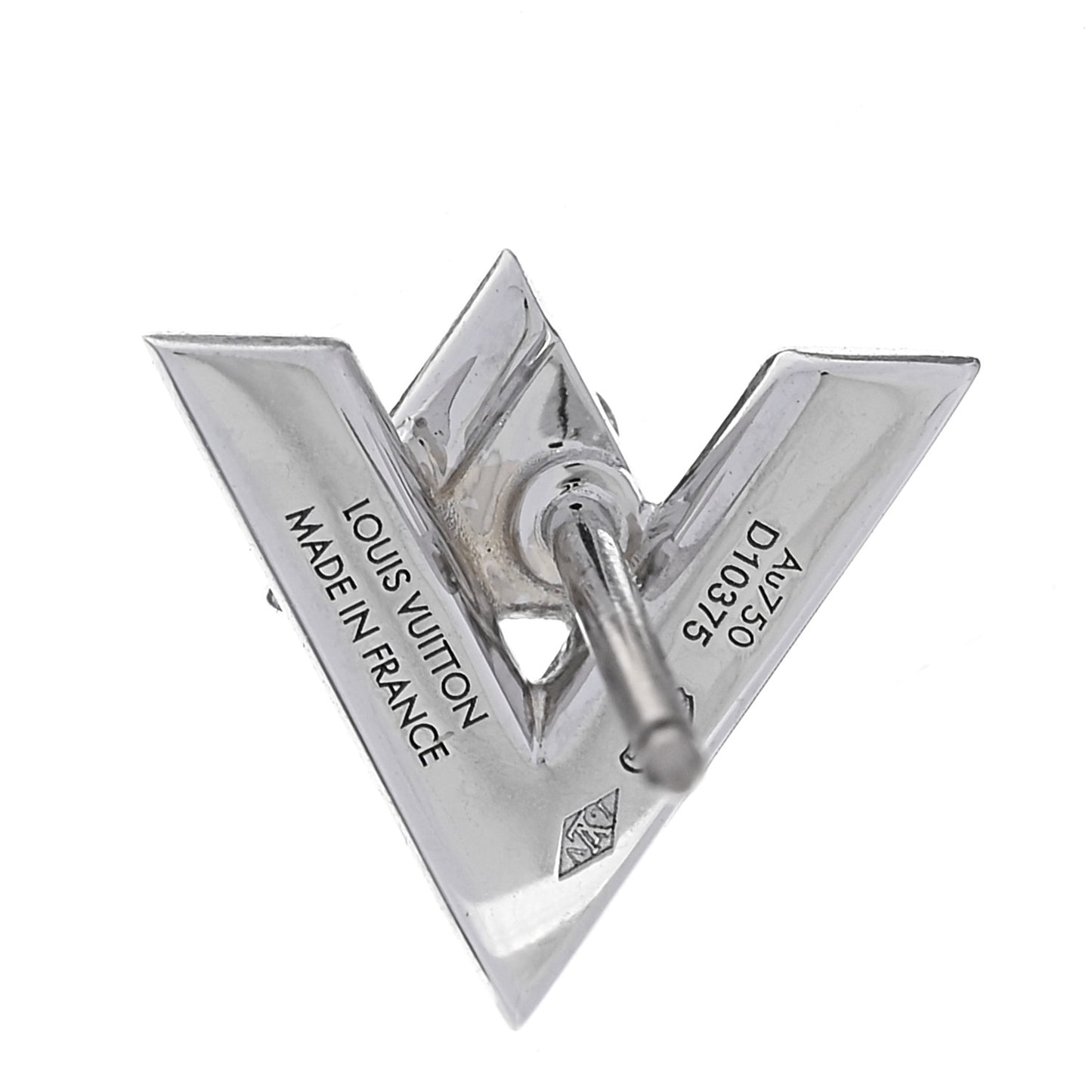 18K White Gold Diamond LV Volt Single Stud Earring